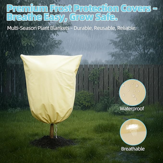 Plant Covers Freeze Protection 2 Pack 47.2”*70.8” with Zipper and Drawstring Frost Cloths for Outdoor Garden Plants Tree Potted Winter Cold Weather