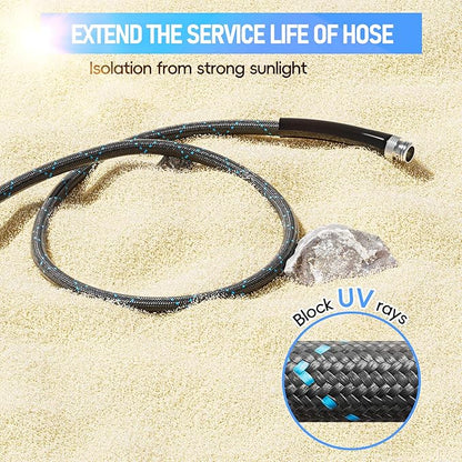 SPECILITE Garden Hose 25ft, 3-Layer Flexible Water Hose with 8 Pattern Spray Nozzle, Non-Expanding & Lightweight Stainless Steel Hose for Yard, Lawn, Outdoor-Leak Proof, No-kink & Tangle-free