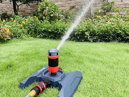 Eden 96123 4-Pattern Adjustable Mobile Rotary Gear Drive Sprinkler W/Quick Connect Starter Set, 360 Degree Coverage