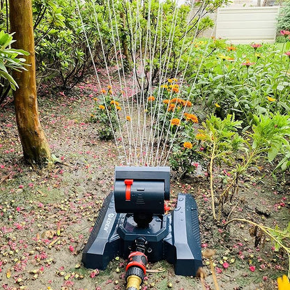 Eden 94125 Adjustable 4-Way Mini Turbo Oscillating Sprinkler W/Quick Connect Starter Set, 16 Nozzle, Covers up to 4,069 sq. ft. Heavy Weight Base