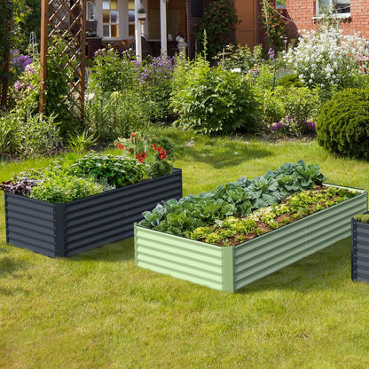 Galvanized Raised Garden Bed Box Outdoor 17" Tall Raised Garden Beds Outdoor Garden Planter Outdoor Garden Boxes Outdoor Raised Metal Raised Garden Beds for Vegetables 96"X48"X17", Mint Green