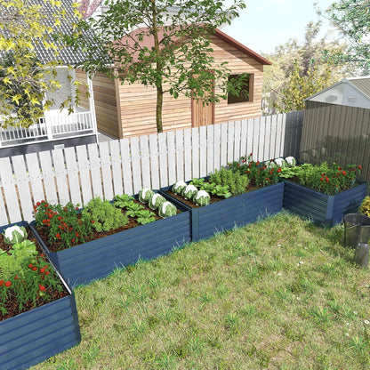 6x3x2 ft Raised Garden Bed, Large Metal Planter Raised Beds, Planters for Outdoor Plants for Vegetables, Flowers, Herbs, Fruits, and Succulents.(4 Pcs, Blue)