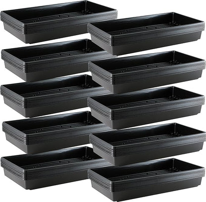 10x20 Inch Black Plastic 100 Pack Plant Propagation Tray – Growing Trays for Garden, Planting, Seedling, Soil & Hydroponic Horticulture - Microgreen Trays Grow Plants - No Drain Holes