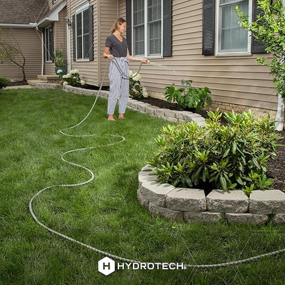 HydroTech 100 ft Expandable Garden Hose with Patented Force Control Technology - 5/8" No-Kink Flexibility, Lightweight Hose for Lawn, Garden, Car Washing, Deck and Patio Cleaning