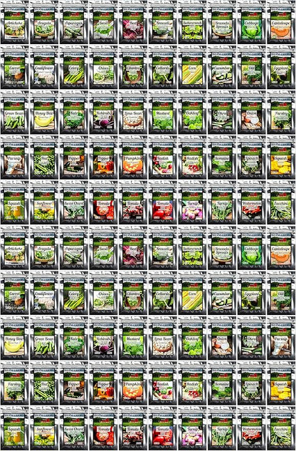 100 Seed Packets, 50 Varieties: Ultimate Seed Vault for Home Food Security & Abundant Gardens by B&KM Farms