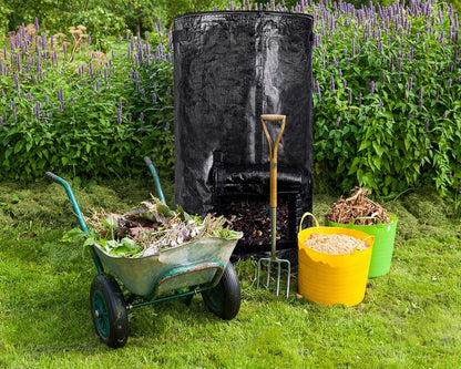 MyLifeUNIT Compost Bins Outdoor, Composting Bin for Outside Garden, Reusable Garden Yard Waste Bag, 34 Gallon (1 Pack, Black)