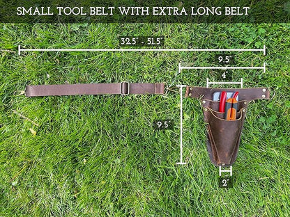 Garden Tool Belt, Handmade Premium Leather with Pouches Pockets Holster for Women & Men, Gardeners, Florists, Electrician, Carpenter, Farmer, Landscaper
