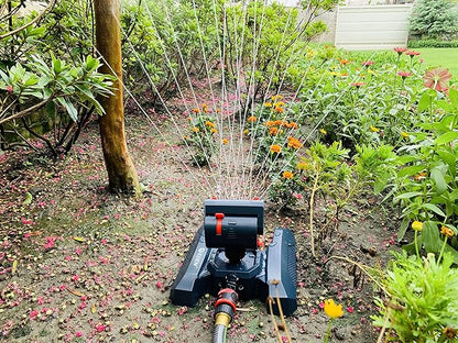 Eden 95124 Adjustable 4-Way Mini Turbo Oscillating Sprinkler W/Quick Connect Starter Set, Covers up to 4,069 sq. ft. Heavy Weight Base