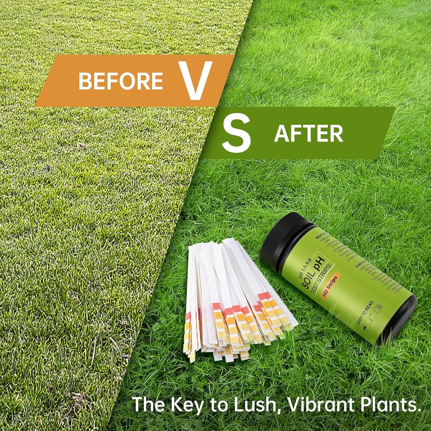 AAwipes Soil pH Test Kit (3.5-9 Range) 100 Strips Soil pH Tester for Acidity and Alkalinity of Garden Yard Lawn Grass Flower Vegetable Compost Nutrients Plants (J01-100)