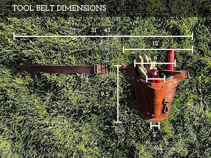 Garden Tool Belt, Handmade Premium Leather with Pouches Pockets Holster for Women & Men, Gardeners, Florists, Electrician, Carpenter, Farmer, Landscaper