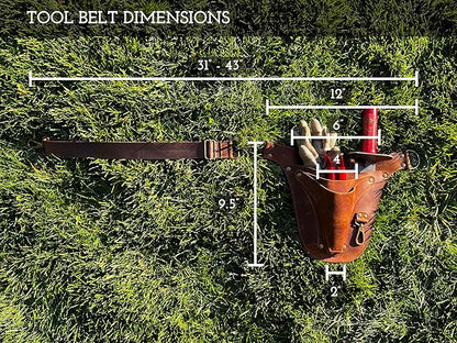 Garden Tool Belt, Handmade Premium Leather with Pouches Pockets Holster for Women & Men, Gardeners, Florists, Electrician, Carpenter, Farmer, Landscaper