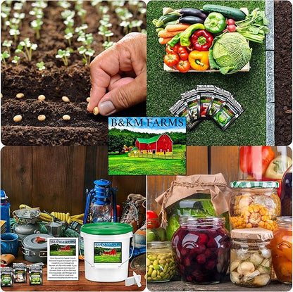 Survival Seed Vault: 50 Varieties, 50,000+ Non-GMO Heirloom Seeds - 5+ Year Supply in Secure Bucket + Growing Guide by B&KM Farms (1)