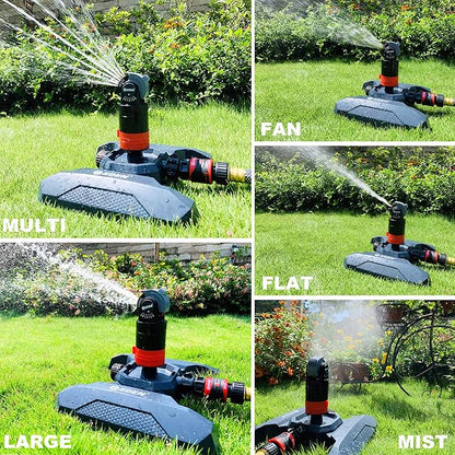 Eden 11530 Multi-Pattern Turbo Gear Drive Metal Tripod Sprinkler Plus Misting System & 94124 Multi Pattern Turbo Gear Drive Sprinkler Plus Misting System, with Quick Connect Set, 360 Degree Coverage