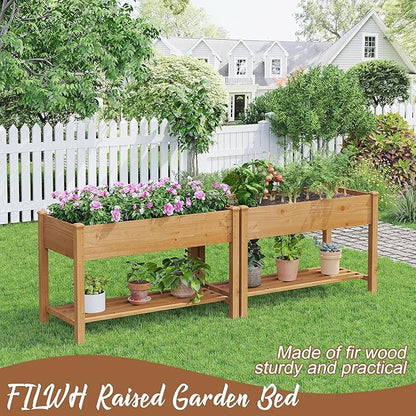 FILWH Raised Garden Bed with Legs Elevated Wooden Planter Box Stand Large Planter Stand Box for Fruits Vegetables Flowers with Divider with Bag - 48 * 24 * 30.5IN（Brown）