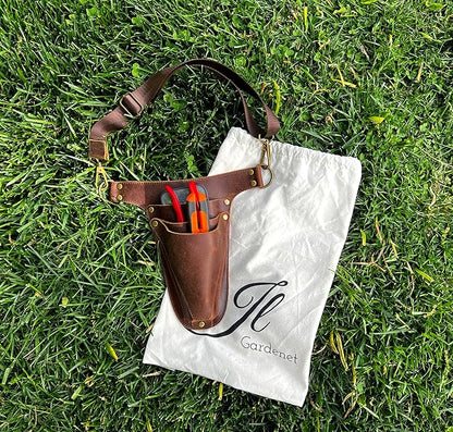 Garden Tool Belt, Handmade Premium Leather with Pouches Pockets Holster for Women & Men, Gardeners, Florists, Electrician, Carpenter, Farmer, Landscaper