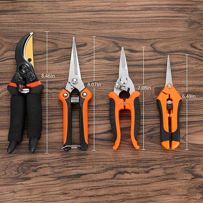 5 pack Garden Pruning Shears Stainless Steel Blades, Handheld Scissors Set with Gardening Gloves,Heavy Duty Garden Bypass Pruning Shears,Tree Trimmers Secateurs, Hand Pruner (Classic)