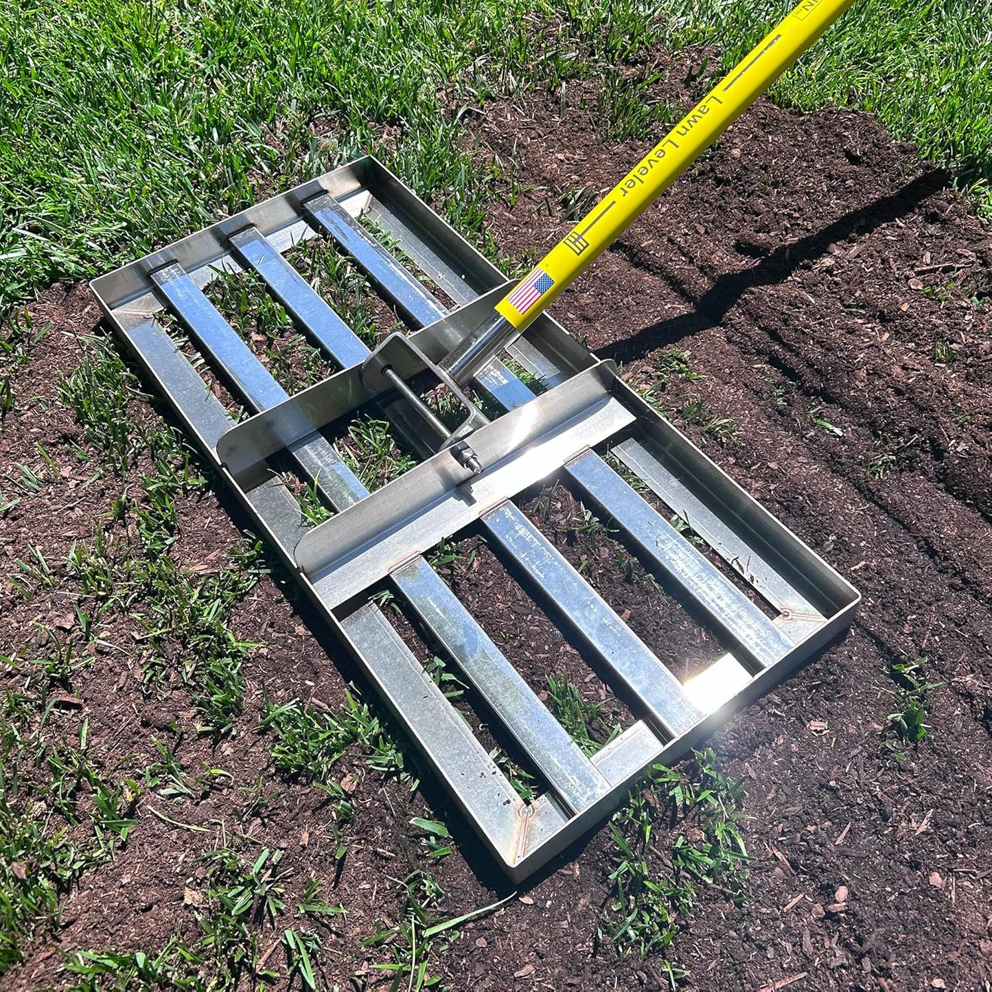 Rocklin™ Lawn Leveling Rake – 22” x 10” Stainless Steel Levelawn Tool with 78” Handle | Smooth & Level Soil, Sand or Grass | Durable Leveling Tool for Lawn, Yard and Garden
