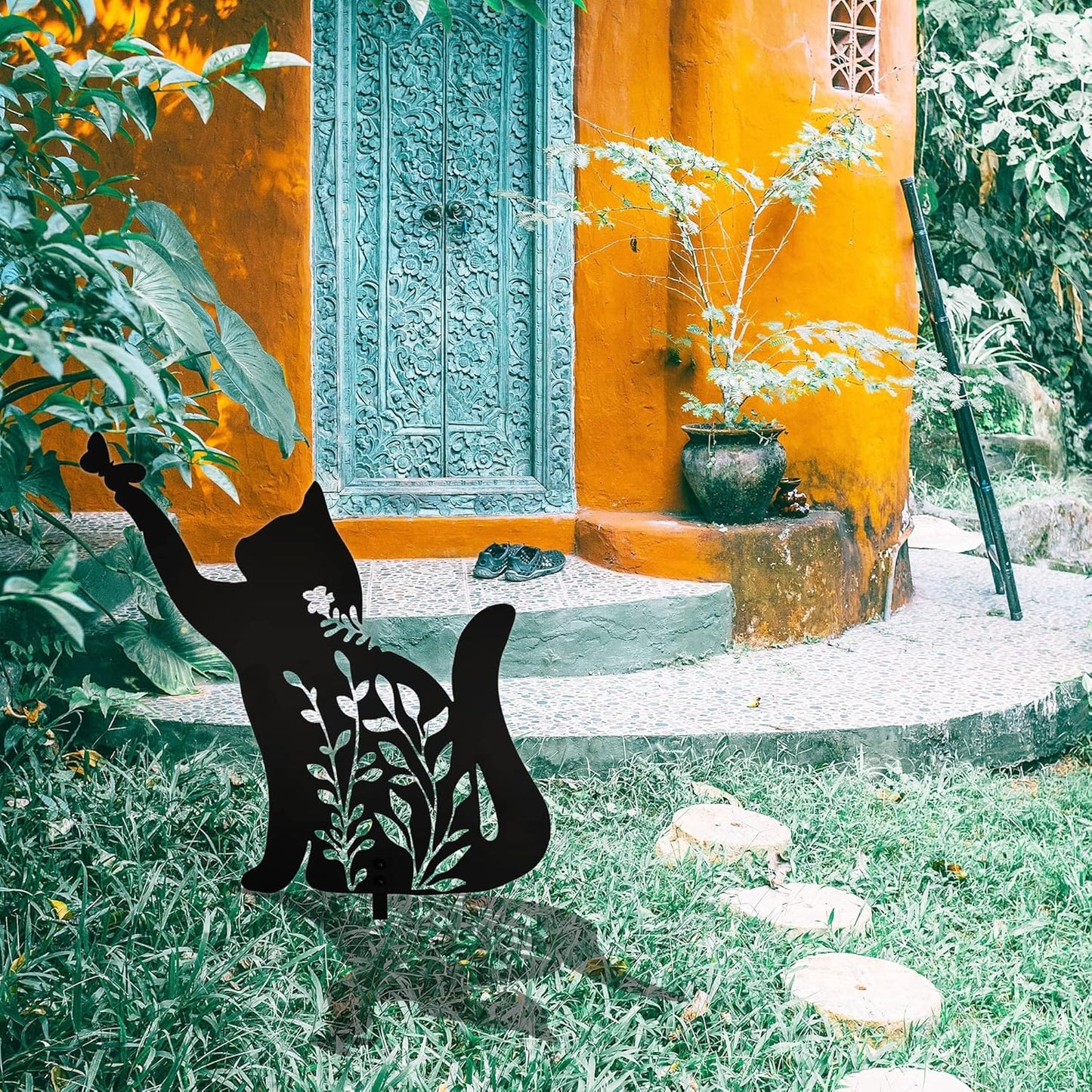 Metal Black Cat Statue - Garden Yard Decoration, Cat Gifts, Outdoor Home Decoration