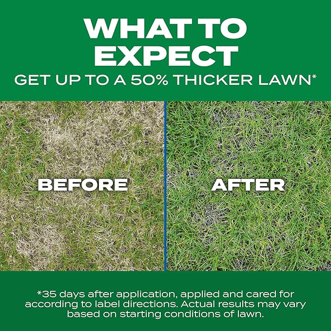 Scotts Turf Builder Thick'R Lawn Sun and Shade, Combination Seed, Fertilizer and Soil Improver, Thickens Thin Grass, 40 lbs.
