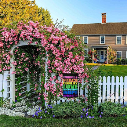 Pride Flag Kindness Peace Equality Love Inclusion Hope Diversity Garden Flag Vertical Double Sided 12.5"X18" Burlap Spring Summer Yard Sign Be Kind Flag Patio Outdoor Decoration