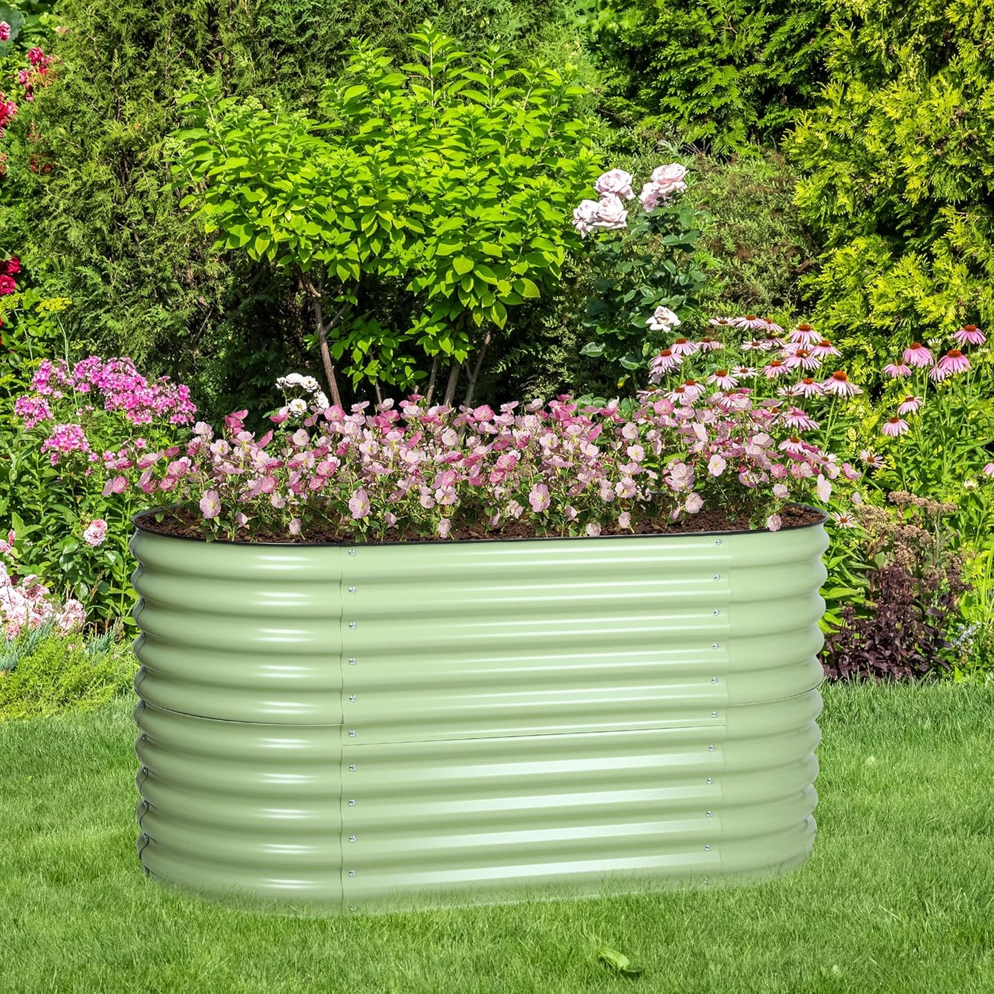 BPS 2-in-1 Metal Raised Garden Bed, 5.3x2.7 FT Galvanized Planter Raised Beds for Vegetables, Flowers 31'' Extra Tall