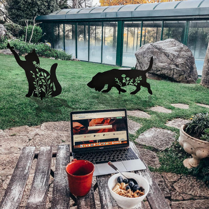 Metal Black Cat Statue - Garden Yard Decoration, Cat Gifts, Outdoor Home Decoration