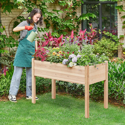 Yaheetech 2pcs Raised Garden Bed 48x24x30in Elevated Wooden Horticulture Planter Box with Legs Standing Growing Bed for Gardening/Backyard/Patio/Balcony, Wood