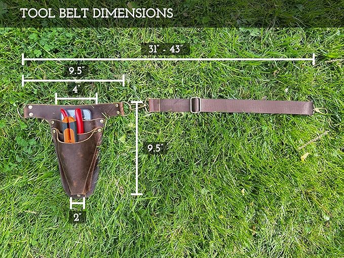 Garden Tool Belt, Handmade Premium Leather with Pouches Pockets Holster for Women & Men, Gardeners, Florists, Electrician, Carpenter, Farmer, Landscaper