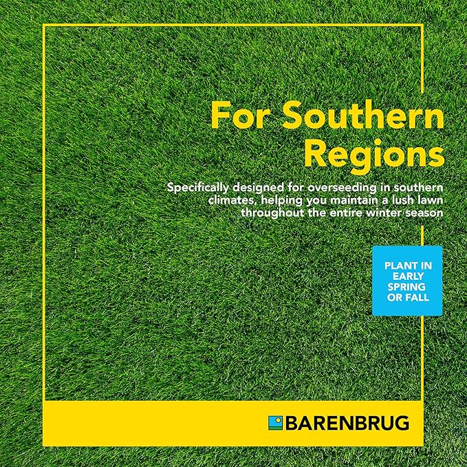 Barenbrug Wonderlawn Perennial Ryegrass Grass Seed for Southern Lawns, Fast-Acting Durable Grass Seed Mix for All Weather Conditions, 10-lb. Bag