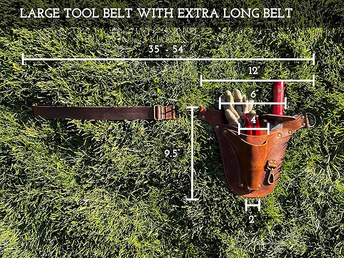 Garden Tool Belt, Handmade Premium Leather with Pouches Pockets Holster for Women & Men, Gardeners, Florists, Electrician, Carpenter, Farmer, Landscaper