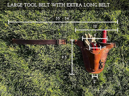 Garden Tool Belt, Handmade Premium Leather with Pouches Pockets Holster for Women & Men, Gardeners, Florists, Electrician, Carpenter, Farmer, Landscaper
