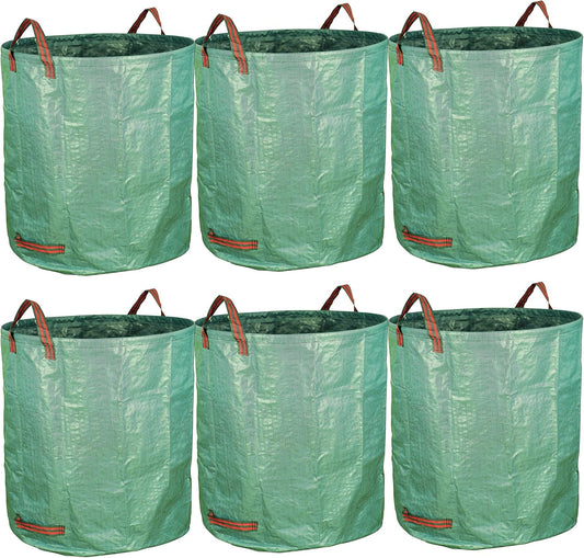 Gardzen 6-Pack 72 Gallon Yard Waste Bags, Reusable Heavy Duty Collapsible Garden Leaf Bags with Plastic Ring, Stand-Up Yard Waste Bin for Leaves, Lawn Debris & Grass Clippings